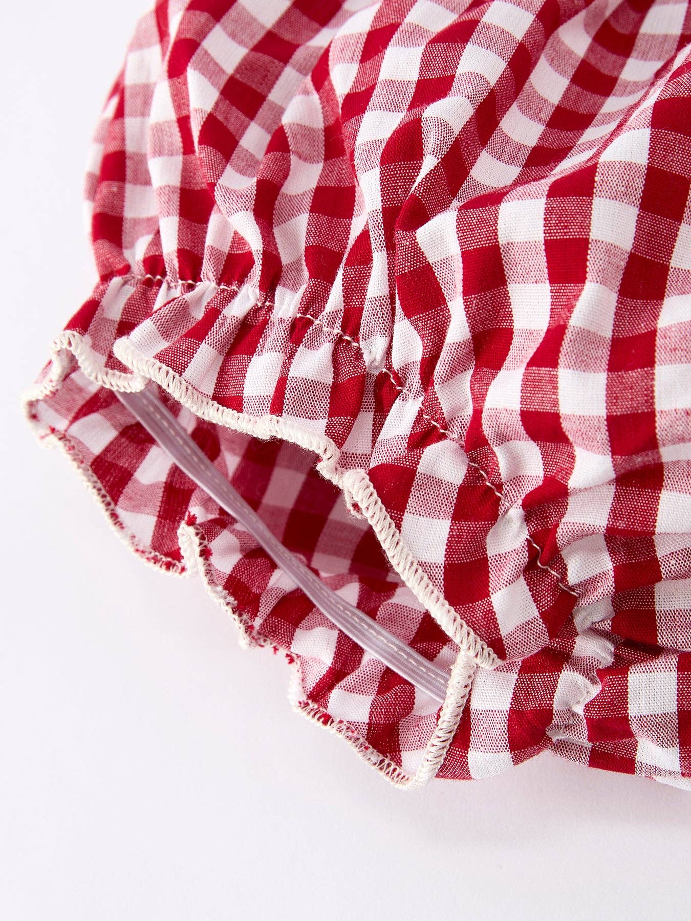 Embroidered Gingham Bloomers Set