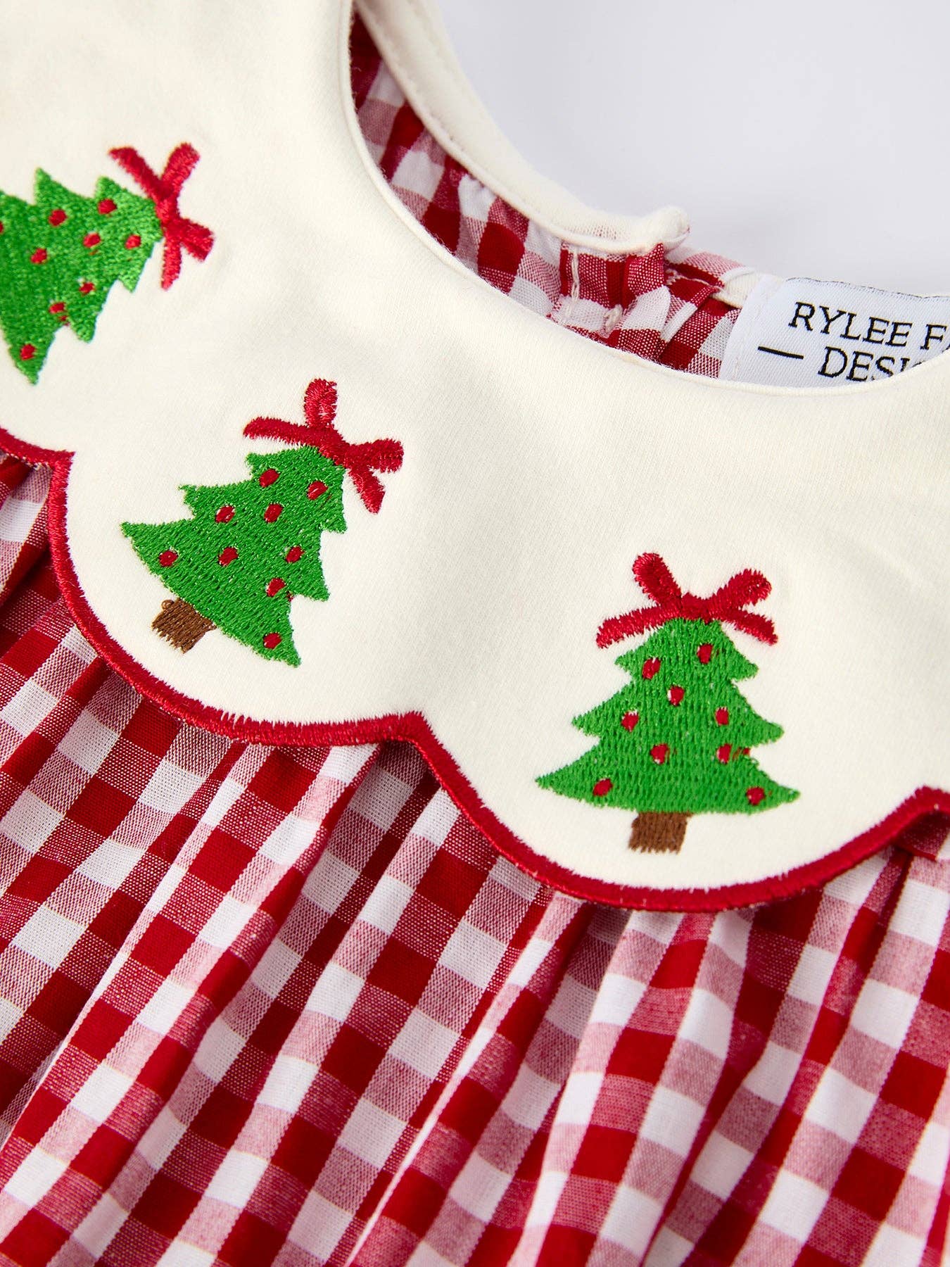 Embroidered Gingham Bloomers Set