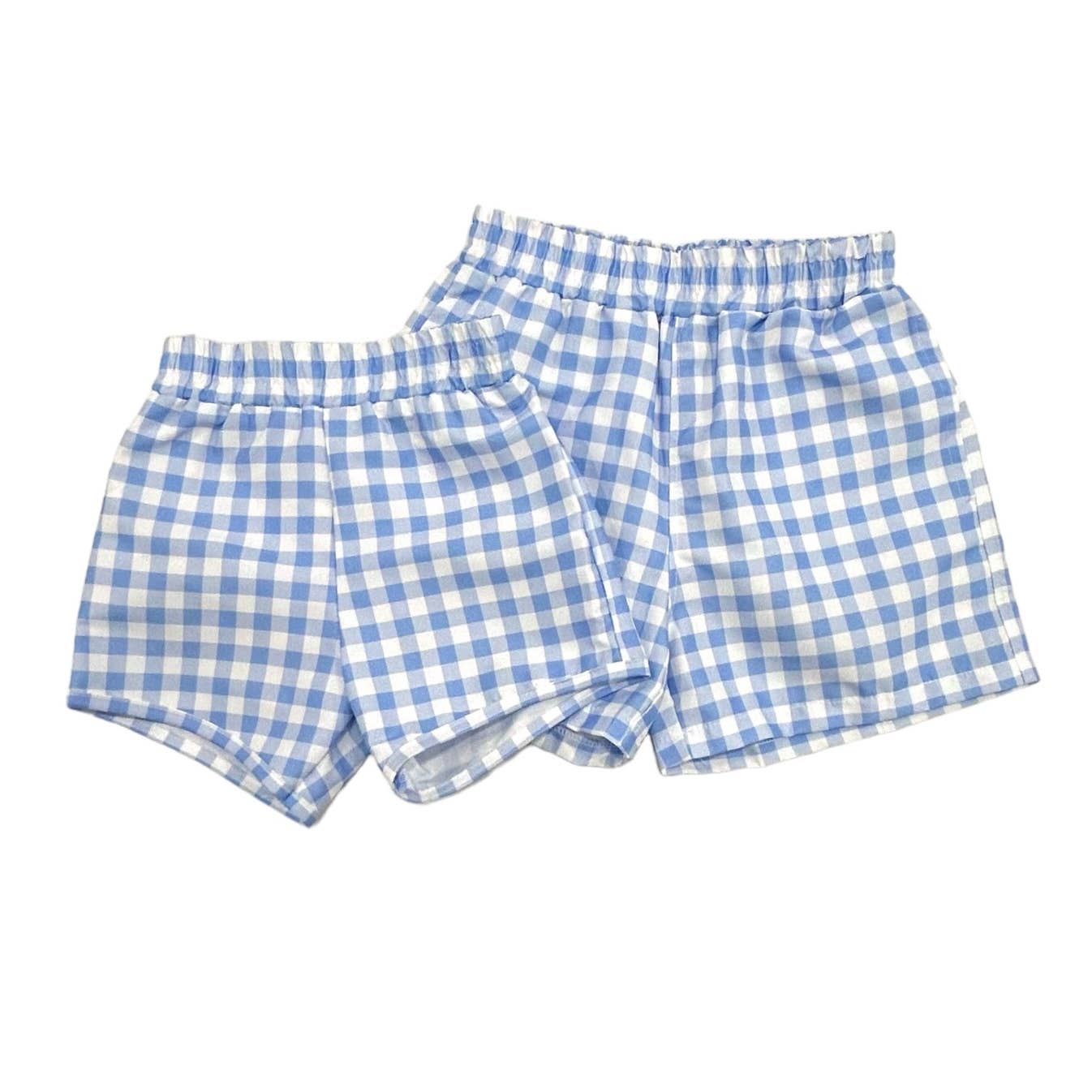 Blue Gingham Swim Shorts