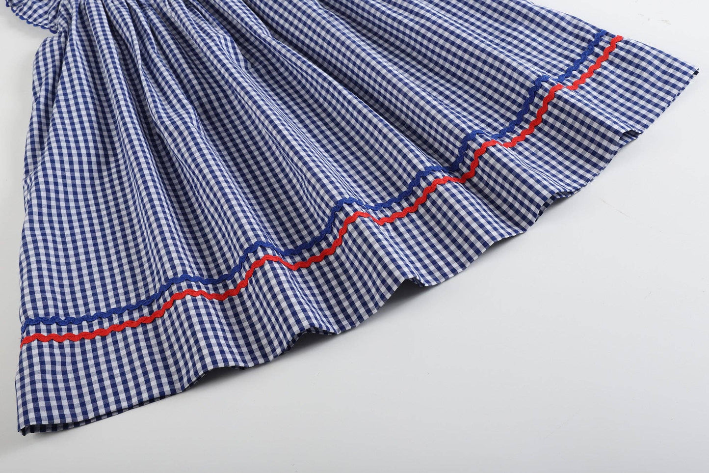 Blue Gingham American Flag Smocked Dress