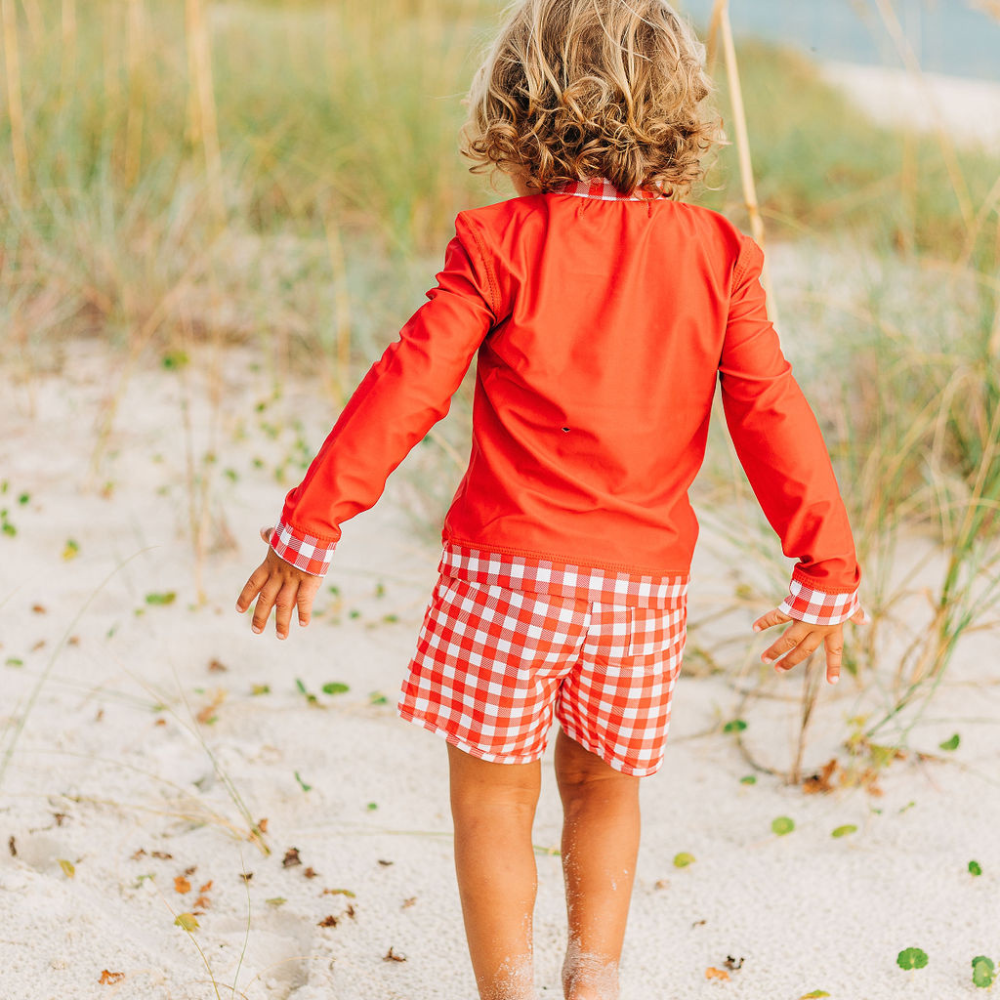 Red Gingham Swim Shorts