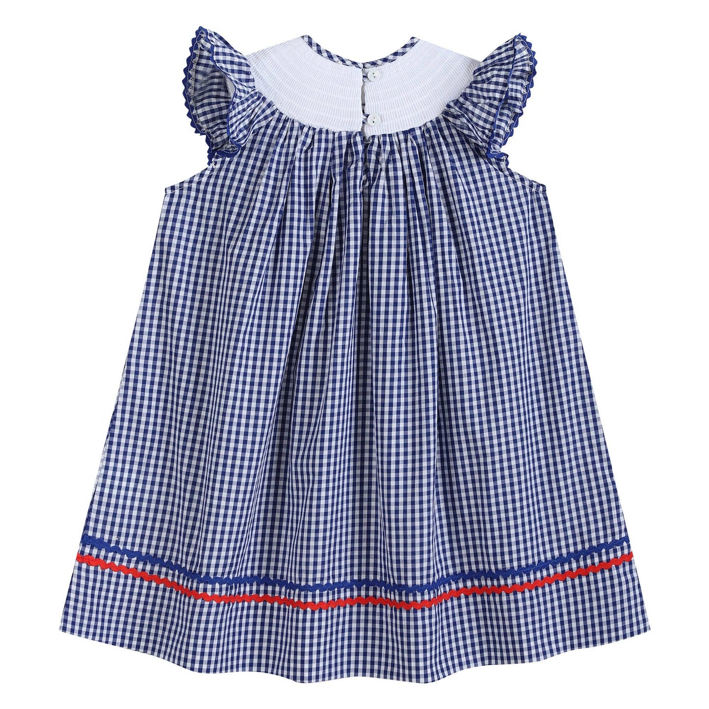 Blue Gingham American Flag Smocked Dress